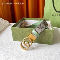 Gucci 양면 벨트 베이지 PVC 연그린 레더 3cm 001-176961