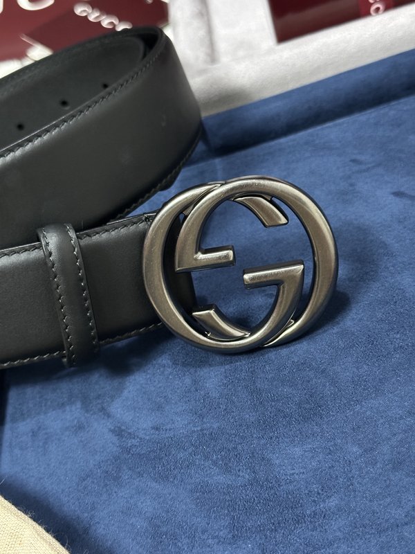 구찌 블랙 소가죽 더블 G 벨트 001-176965