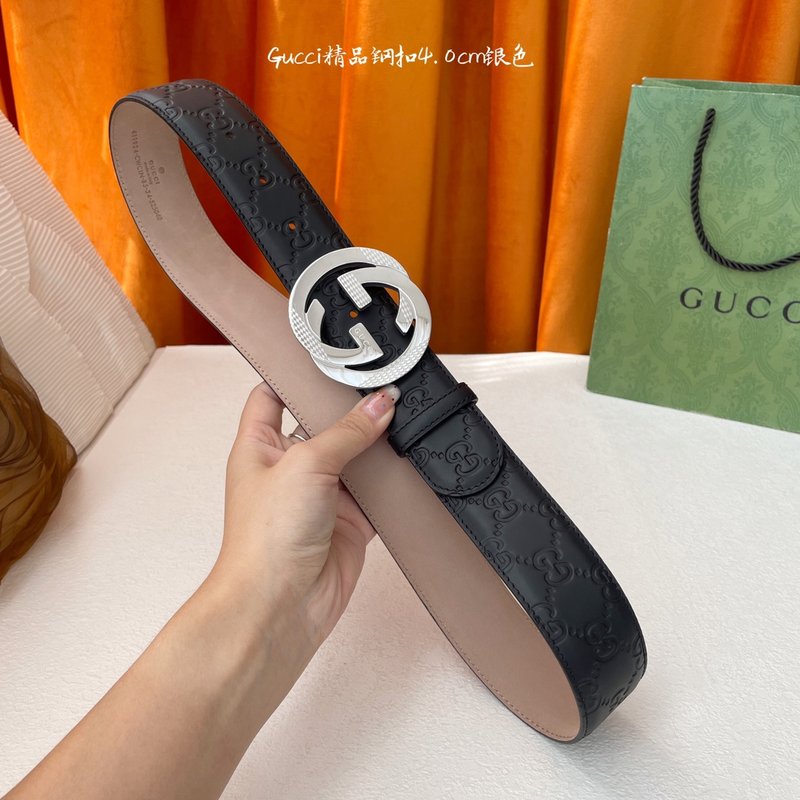 구찌 클래식 엠보싱 벨트 4cm 스틸 버클 001-176990