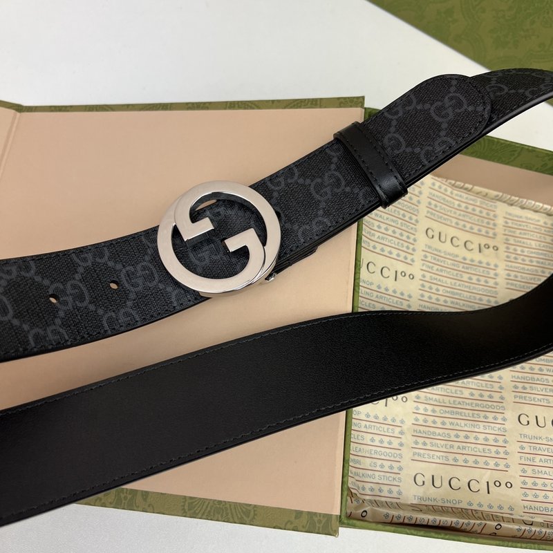 구찌 GG Supreme 블랙 캔버스 벨트 더블 G 001-177002