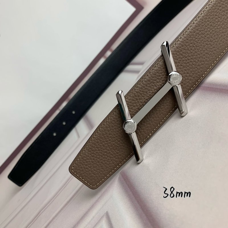 에르메스 양면 H 버클 벨트 회색 검정 소가죽 001-177155