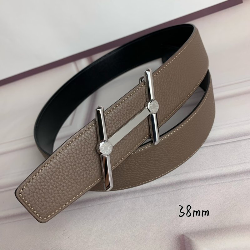 에르메스 양면 H 버클 벨트 회색 검정 소가죽 001-177155