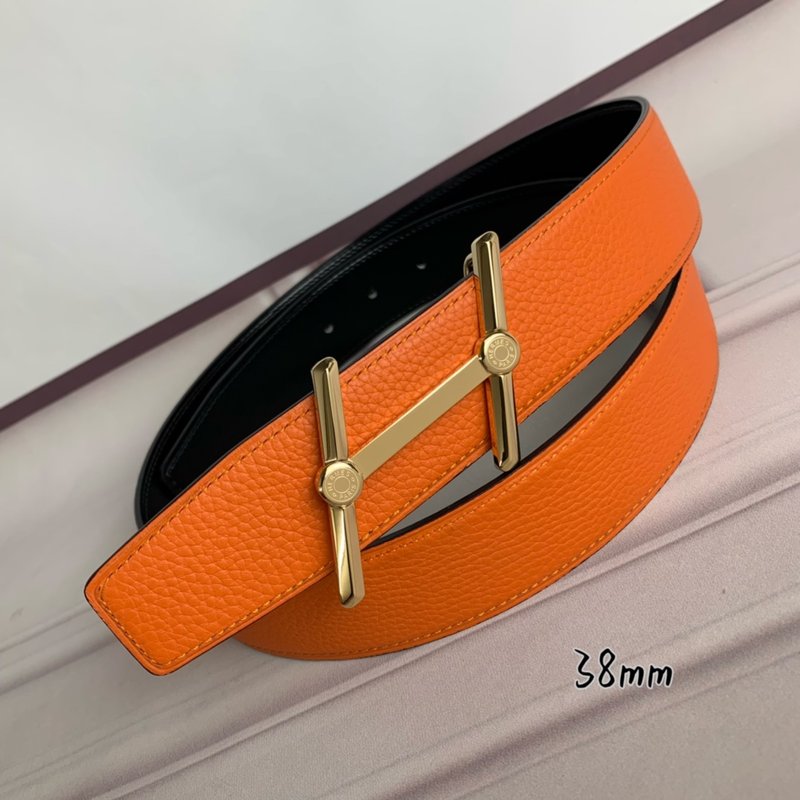 에르메스 양면 H 버클 벨트 38mm 오렌지 블랙 001-177157
