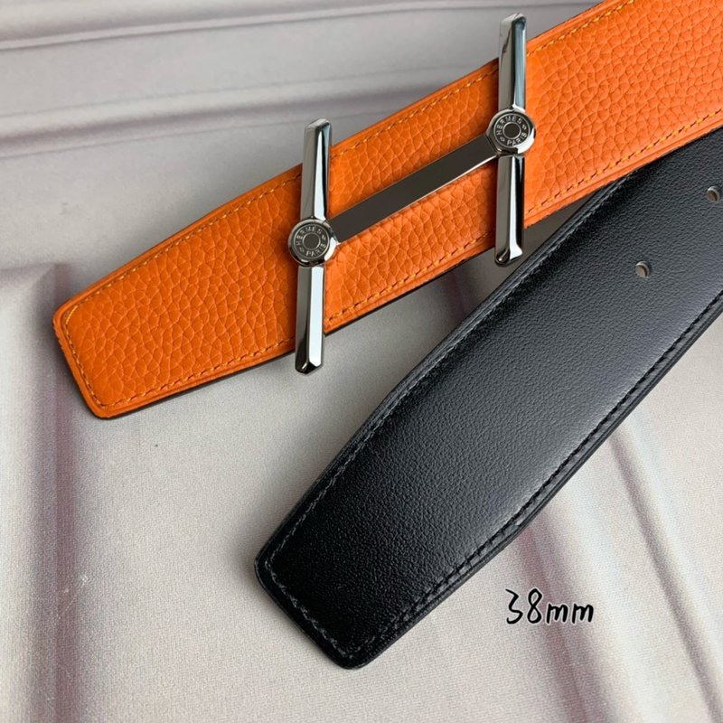 에르메스 양면 H 버클 벨트 38mm 오렌지 블랙 001-177157