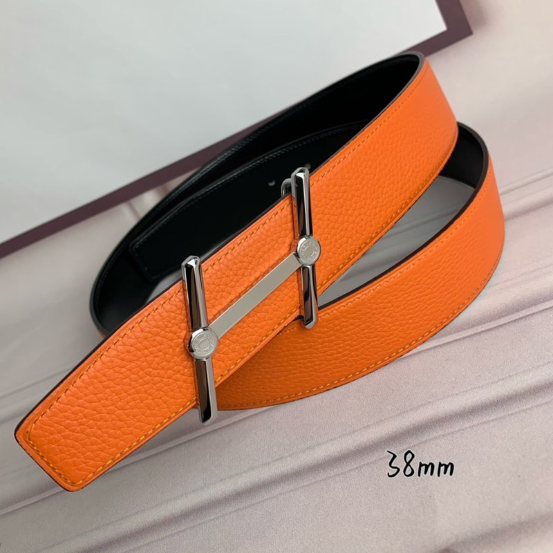 에르메스 양면 H 버클 벨트 38mm 오렌지 블랙 001-177157