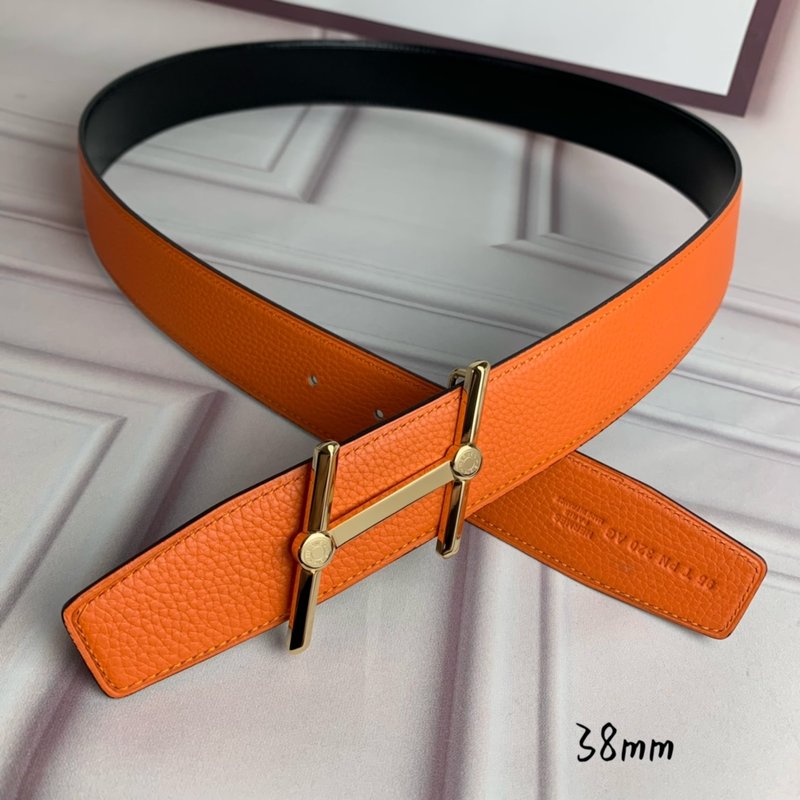 에르메스 양면 H 버클 벨트 38mm 오렌지 블랙 001-177157