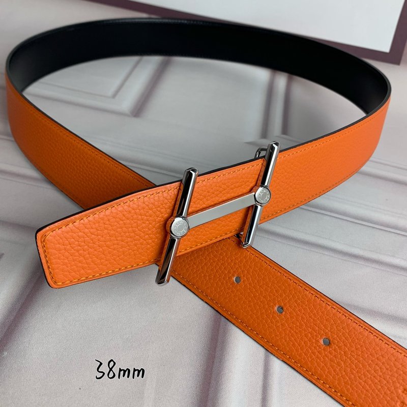 에르메스 양면 H 버클 벨트 38mm 오렌지 블랙 001-177157