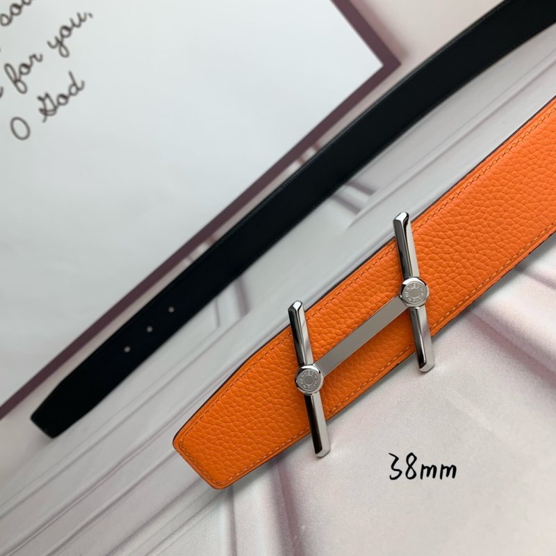 에르메스 양면 H 버클 벨트 38mm 오렌지 블랙 001-177157
