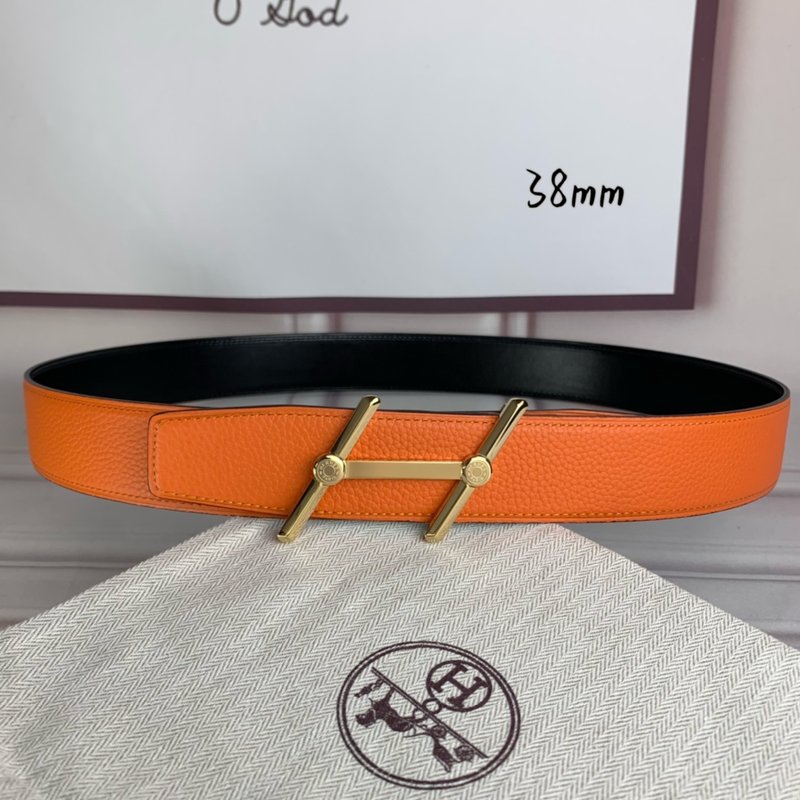 에르메스 양면 H 버클 벨트 38mm 오렌지 블랙 001-177157