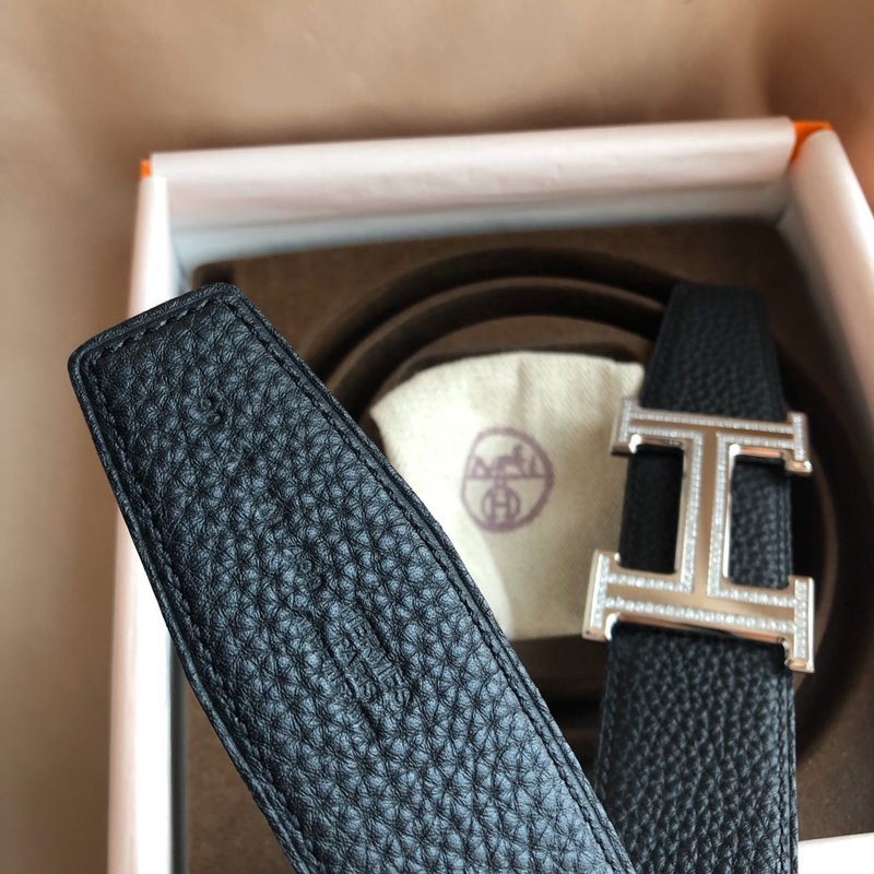 에르메스 남성용 양면 가죽 벨트 38mm 스틸 버클 001-177179