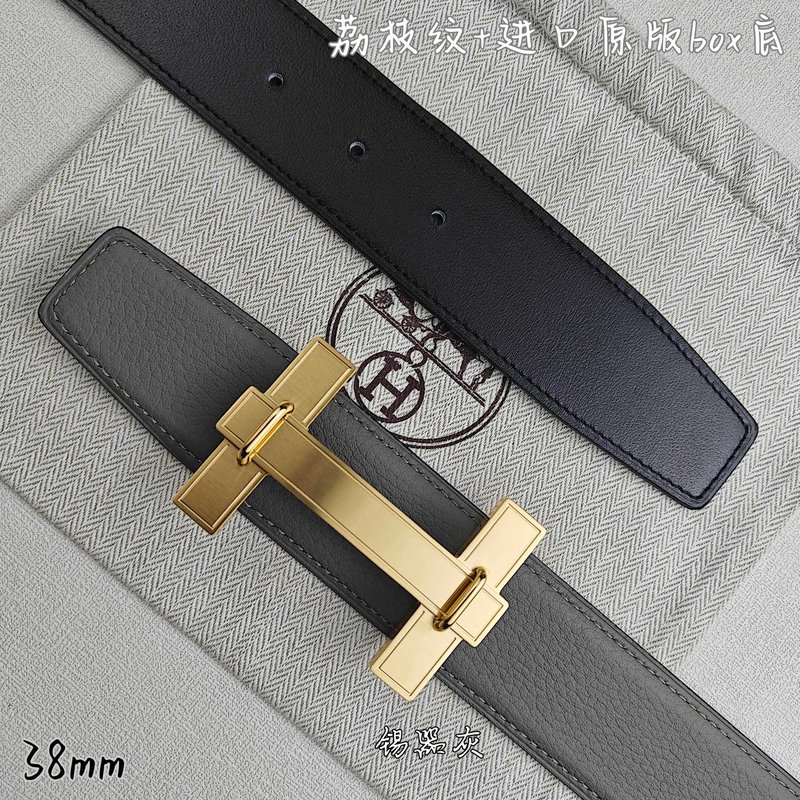 에르메스 양면 소 가죽 벨트 38mm 브러쉬 버클 001-177199