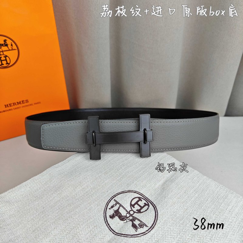 에르메스 양면 소 가죽 벨트 38mm 브러쉬 버클 001-177199