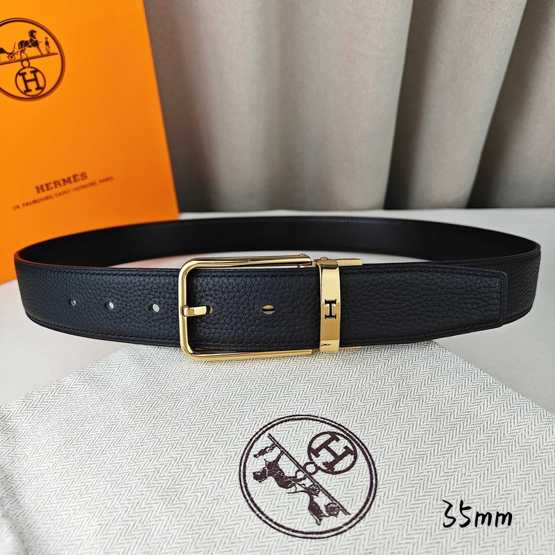 에르메스 블랙 리치 그레인 핀 버클 벨트 35mm 001-177212