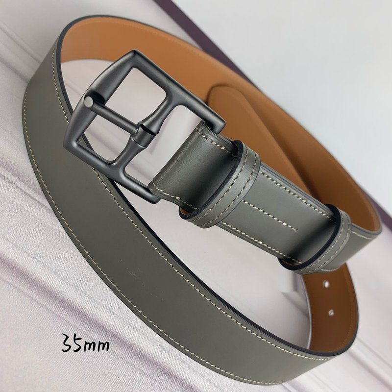 에르메스 그레이 핀 버클 벨트 35mm 수입 소 가죽 001-177220