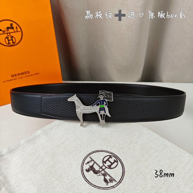 에르메스 양면 H 버클 벨트 38mm 블랙 리치 그레인 001-177224