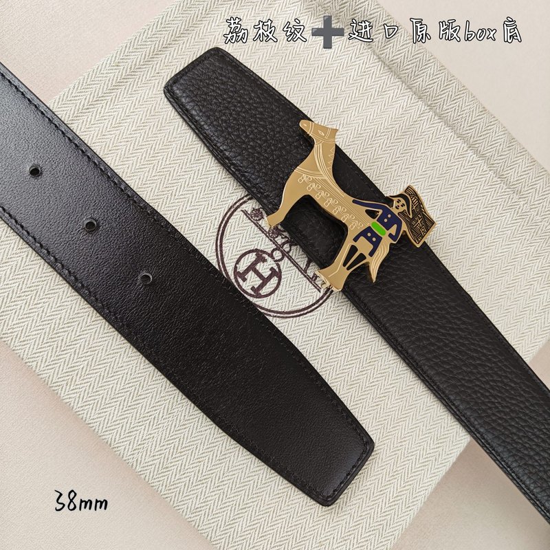 에르메스 양면 H 버클 벨트 38mm 블랙 리치 그레인 001-177224