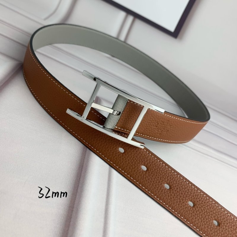 에르메스 양면 라이치 그레인 핀 버클 벨트 32mm 001-177240