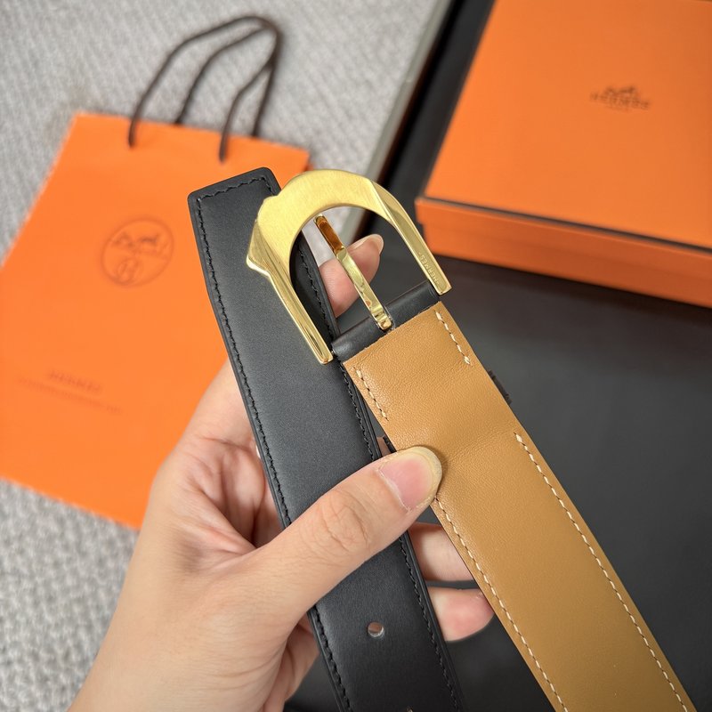 에르메스 박스/토고 소고기 양면 벨트 32mm 팔라듐 001-177313