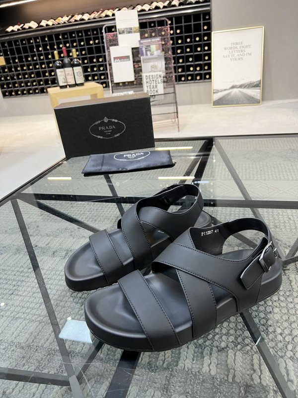 Prada 프라다 남성春夏 가죽 슬리퍼 001-179608