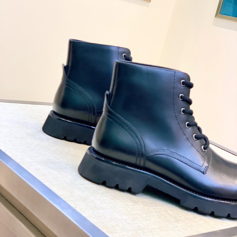 PRADA 클래식 라운드 토 남성 가죽 부츠 001-179912