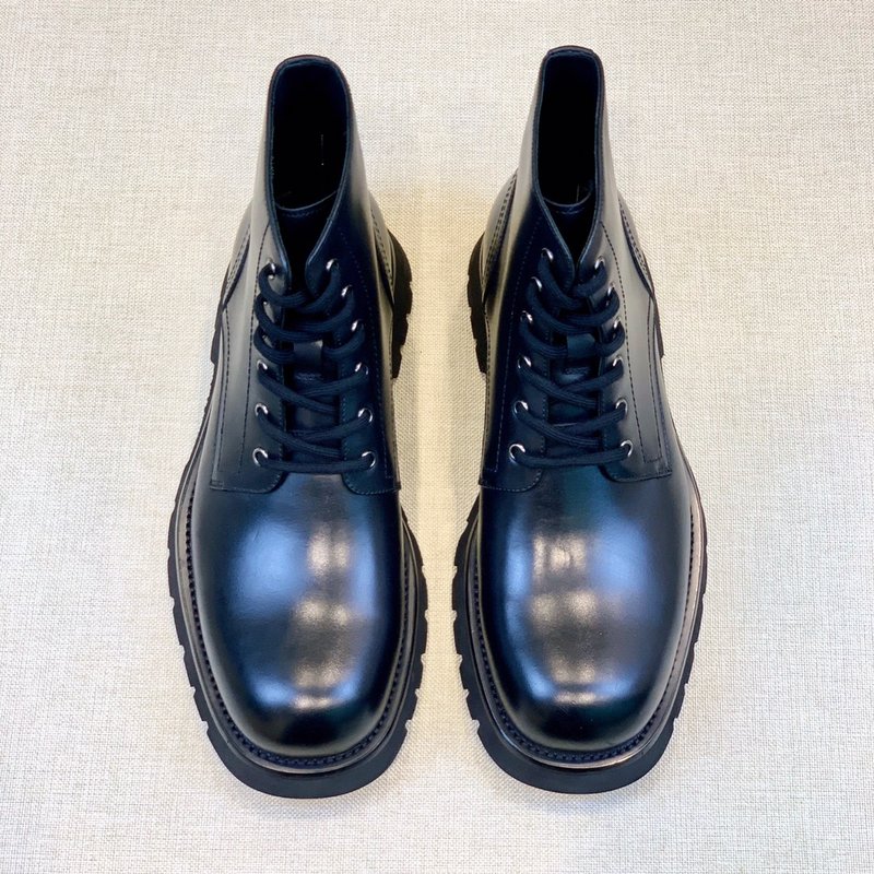 PRADA 클래식 라운드 토 남성 가죽 부츠 001-179912