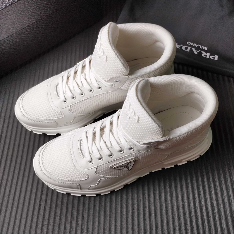 PRADA 프라다 화이트 메쉬 하이탑 운동화 001-180003