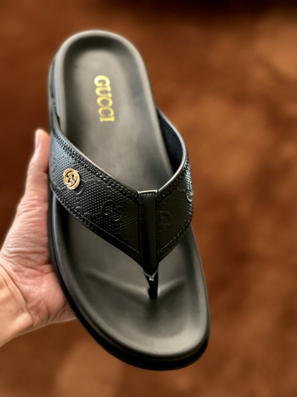 Gucci 구치 남성용 두꺼운 바닥 가죽 샌들 슬리퍼 001-180103