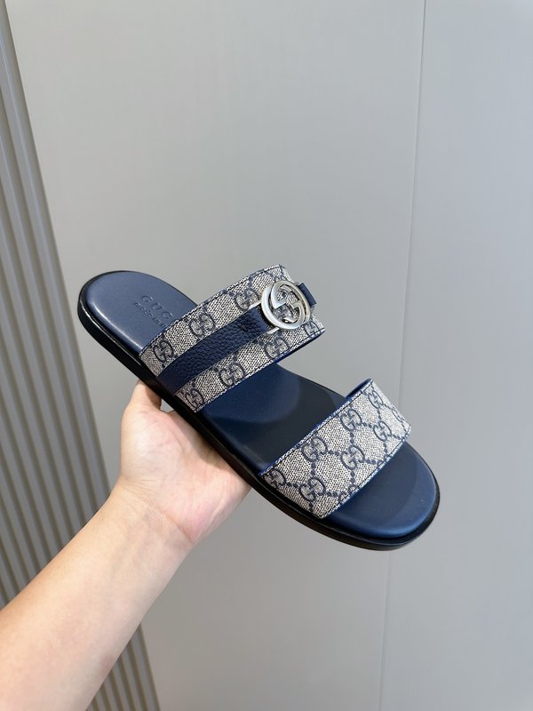 Gucci Lido 남성 더블 G 가죽 슬리퍼 001-180150