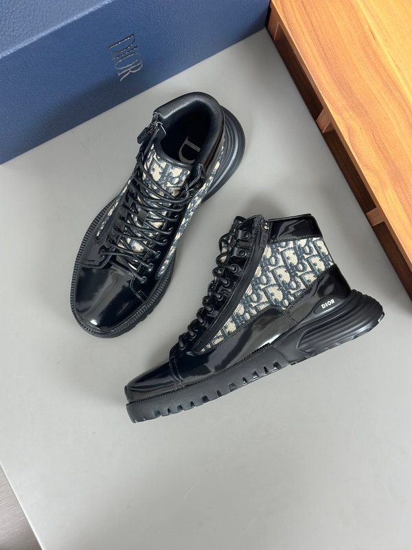 디오르 DIOR 하이탑 프린트 가죽 운동화 001-180560