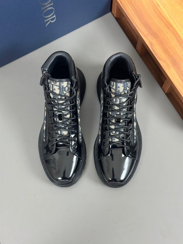 디오르 DIOR 하이탑 프린트 가죽 운동화 001-180560