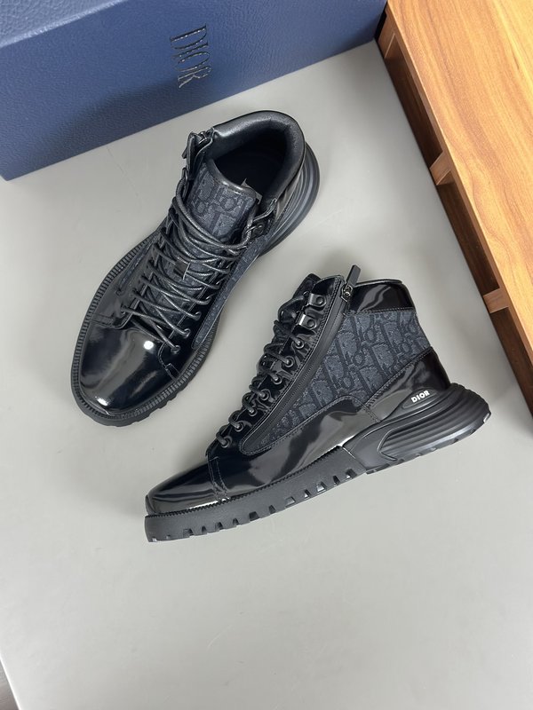 디오르 DIOR 하이탑 프린트 가죽 운동화 001-180560