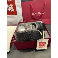 페라가모 양면 소금 가죽 8 자 버클 벨트 001-181058