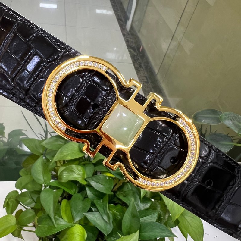 페라가모 4.0cm 스테인리스 보석 버클 벨트 001-181067