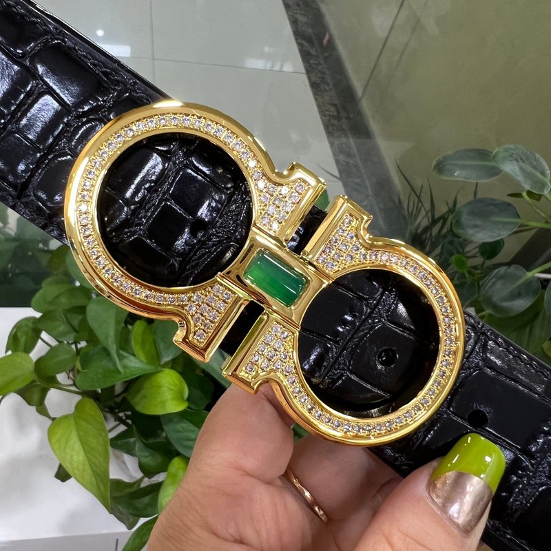페라가모 4.0cm 스테인리스 보석 버클 벨트 001-181067