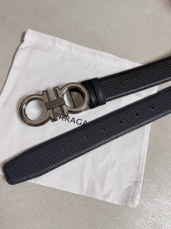 페라가모 남성 소 가죽 더블 버클 벨트 3.5cm 001-181152