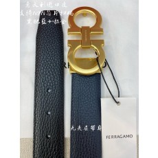 페라가모 골드 버클 블랙 벨트 3.5cm 폭 001-181158