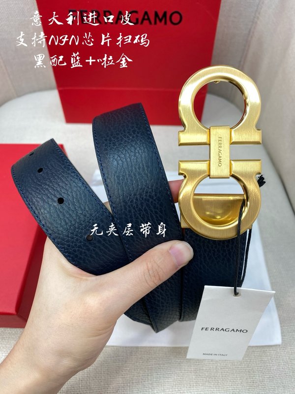 페라가모 골드 버클 블랙 벨트 3.5cm 폭 001-181158