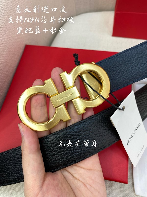 페라가모 골드 버클 블랙 벨트 3.5cm 폭 001-181158