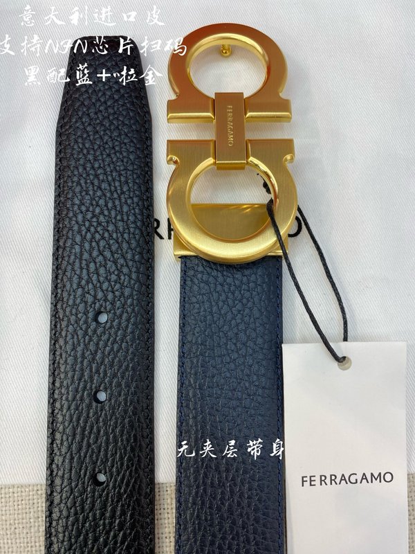 페라가모 골드 버클 블랙 벨트 3.5cm 폭 001-181158