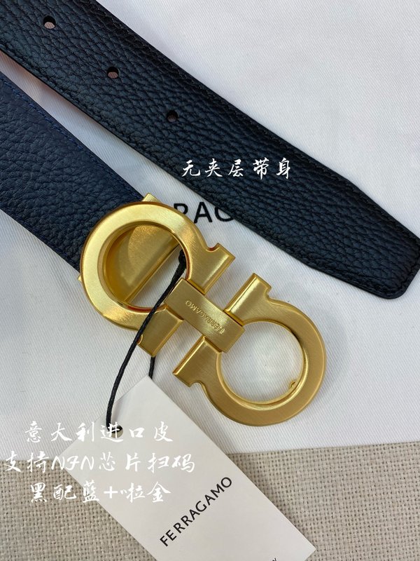 페라가모 골드 버클 블랙 벨트 3.5cm 폭 001-181158