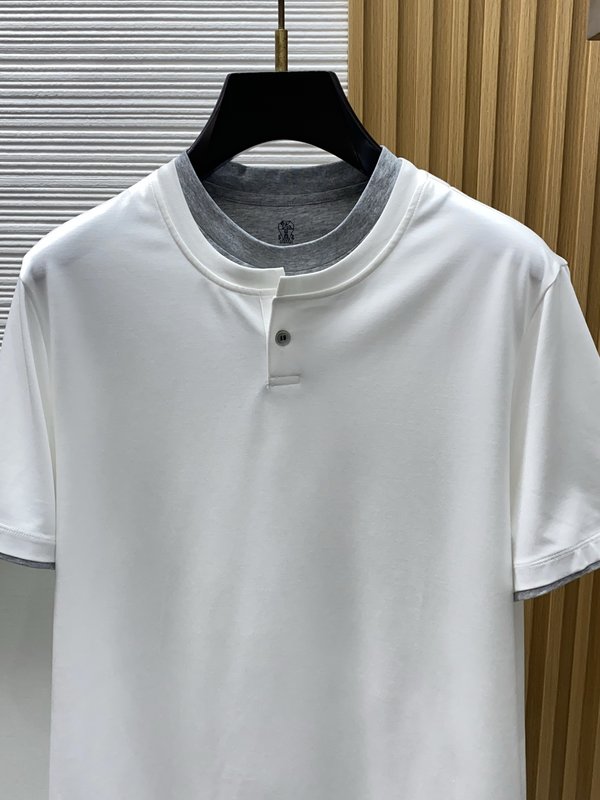 브루넬로 쿠치넬리 남성 라운드넥 반팔 티셔츠 001-181500