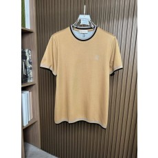 카키색 더블 코튼 라운드 넥 반팔 티셔츠 001-181571