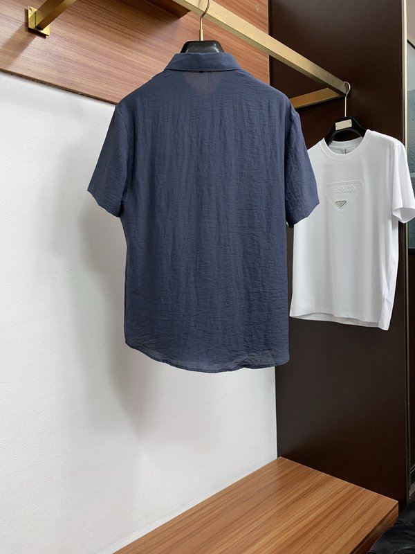 실크 리넨 혼방 비즈니스 반팔 셔츠 001-181638