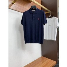 남성 고급 심플 칼라 니트 반팔 티셔츠 001-181673
