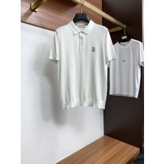 남성 고급 심플 칼라 니트 반팔 티셔츠 001-181674