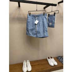 이탈리아 명품 엠블럼 자수 꽃무늬 프린트 끈 비치 반바 001-181808