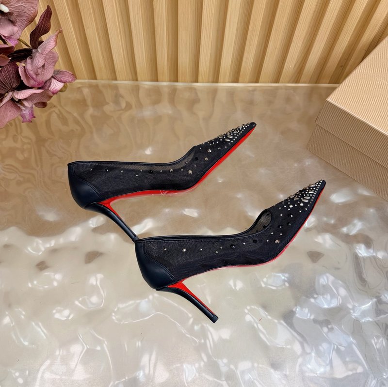 레드솔 장미 다이아몬드 메쉬 하이힐 001-182471