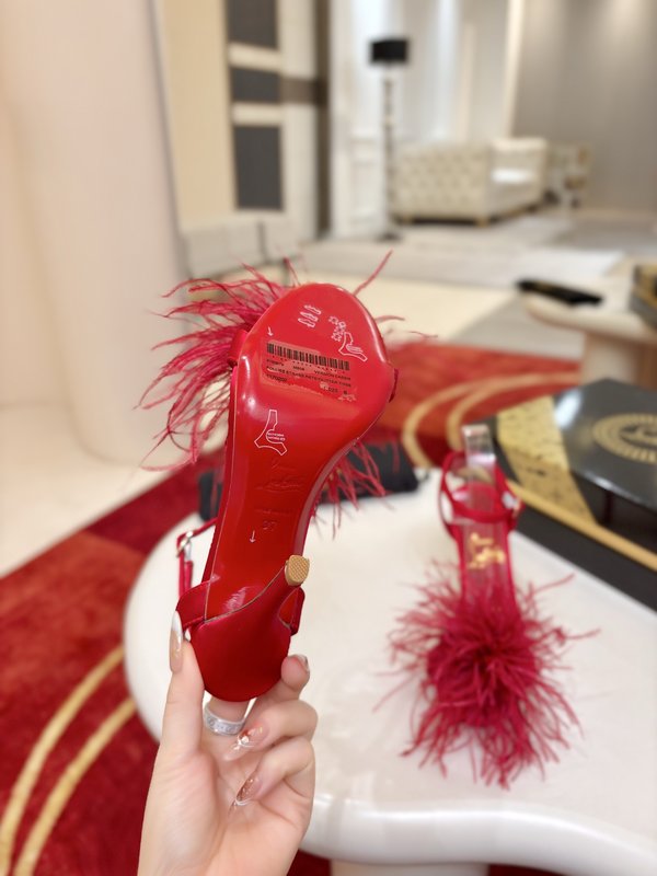 깃털 장식 스틸레토 힐 샌들 001-182552