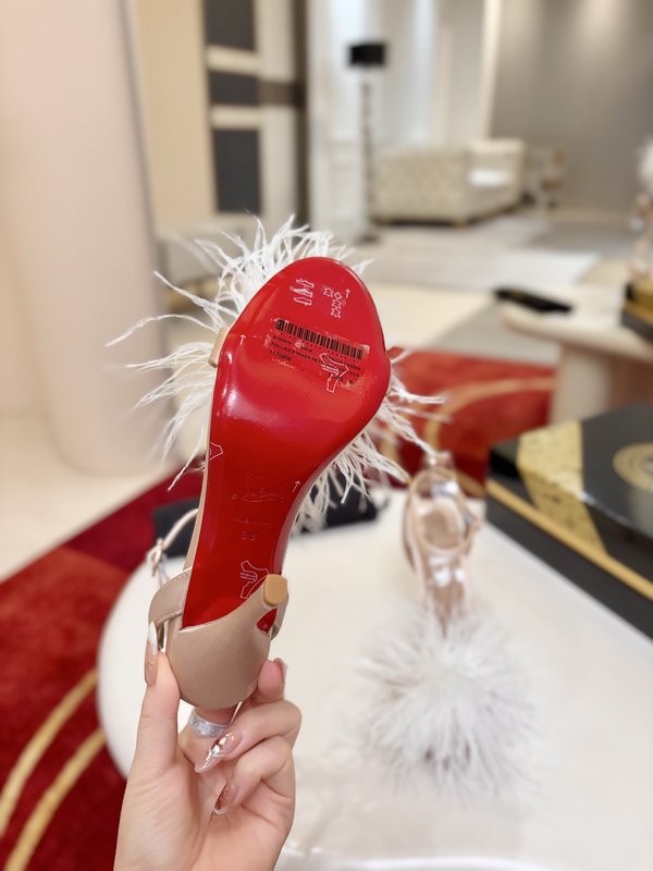 깃털 장식 스틸레토 힐 샌들 001-182553