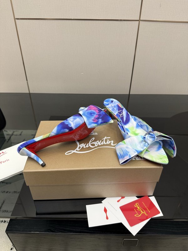 메탈 힐 실크 레드솔 하이힐 샌들 001-182555